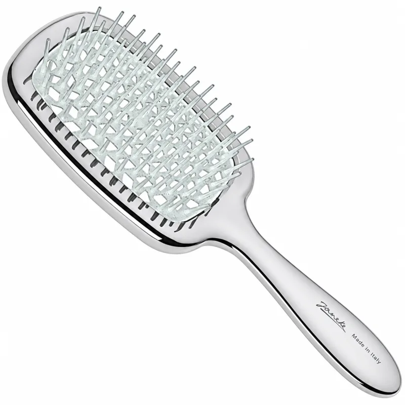 Janeke Superbrush Silver&White Розчіска для волосся срібна з білим
