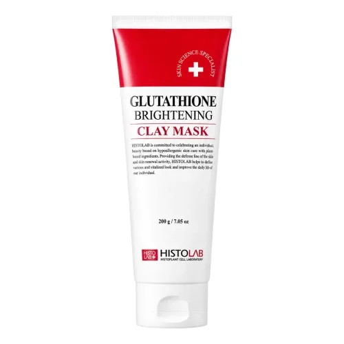 Освітлювальна глиняна маска для вирівнювання тону шкіри HISTOLAB Glutathione Brightening Cream Mask — обʼєм 200 мл