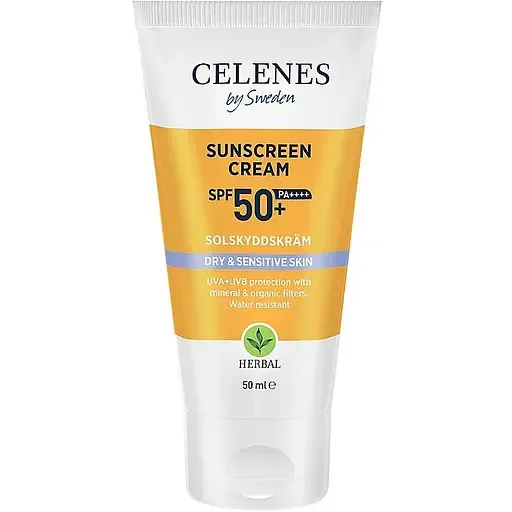 Сонцезахисний крем Celenes SPF 50+ для сухої та чутливої шкіри 50 мл