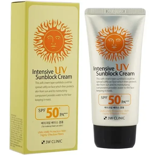 Сонцезахисний крем із арбутином 3W Clinic Intensive UV Sun Block Cream SPF50+ PA+++ 70 мл