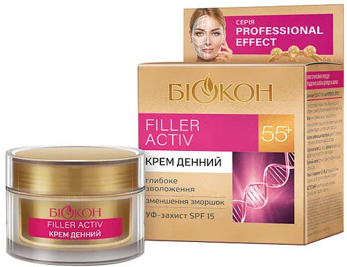 Денний крем для обличчя Filler Activ SPF 15 55+ Біокон Professional Effect 50 мл