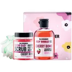 Подарунковий набір Mr.Scrubber "Cherry Bomb" (body/scr/300 g + sh/gel/275 ml + sh/sponge)