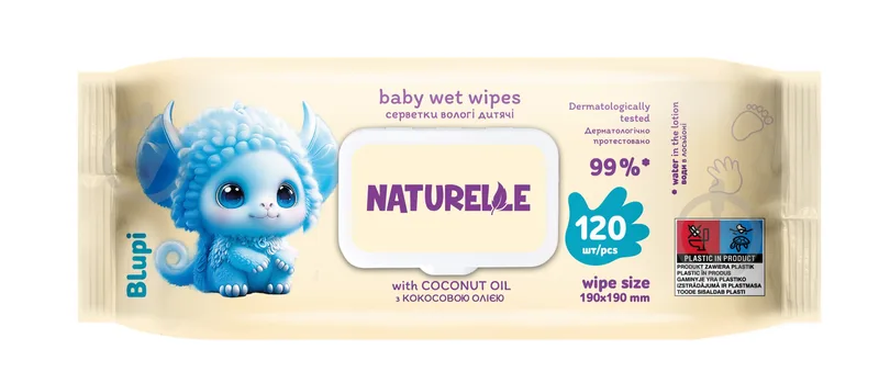 Дитячі вологі серветки Naturelle з кокосовою олією 120 шт.