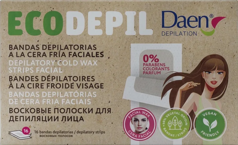 Смужки Daen Eco для депіляції обличчя, 16 шт