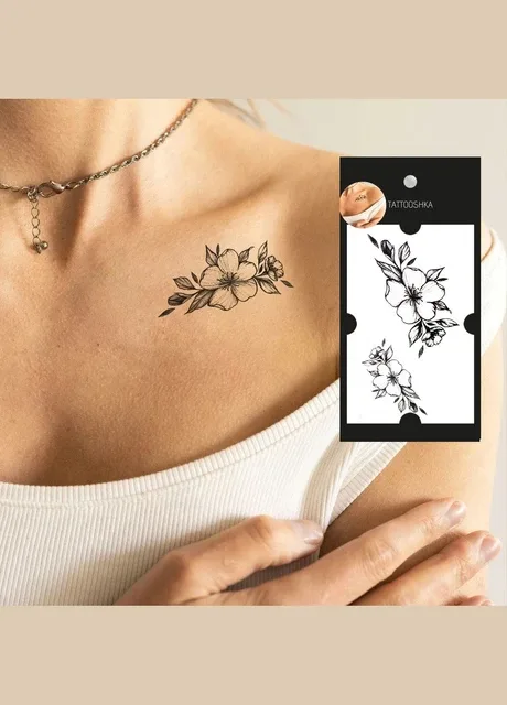 Набір тимчасових водостійких тату "Графічні квіти" Tattooshka (314963905)