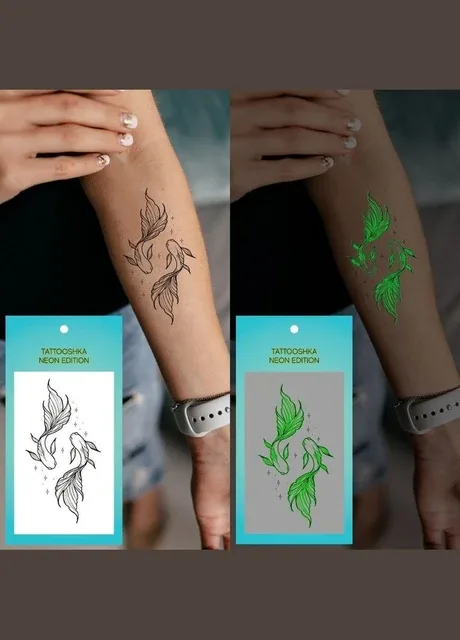 Набір тимчасових водостійких неонових тату «Рибки неонові» Tattooshka (315440206)