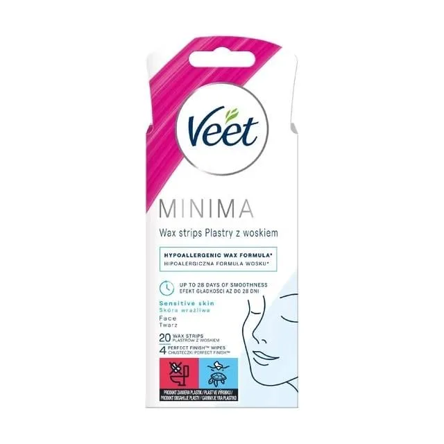 Воскові смужки для депіляції Veet Minima для чутливої шкіри обличчя 20 шт. (000007088)
