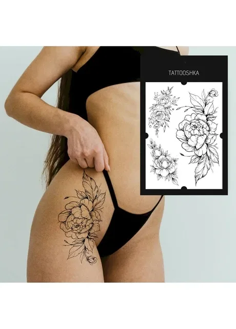 Тату "Квіти набір піонів" Tattooshka (303140530)