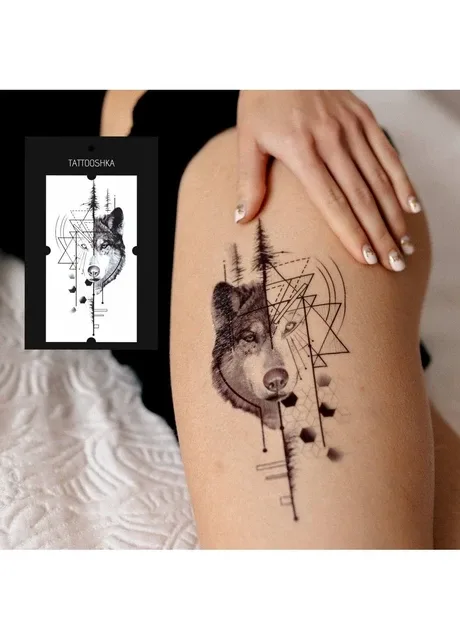 Тату "Геометричний вовк" Tattooshka (303140410)