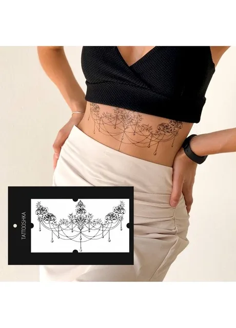 Тату "Гілочки троянд під груди" Tattooshka (303140599)