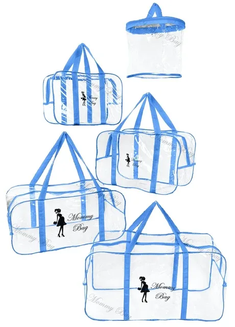 Набор 4+1 прозрачная сумка в роддом S, M, L, XL + подарок - органайзер) Mommy Bag (277372102)