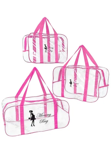 Набір із прозорих сумок у пологовий будинок (S, M, L) Mommy Bag