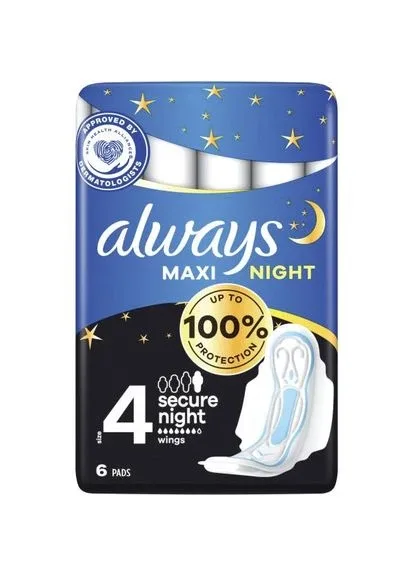 Гігієнічні прокладки Maxi Night (Розмір 3) — 6 шт. в упаковці Always (381584616)
