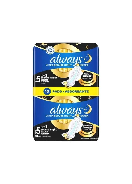 Прокладки гігієнічні нічні 8к. 10шт Ultra Secure Night Extra Duo Always (354339576)