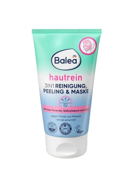 Очищувальний гель, пілінг і маска 3 в 1 для проблемної шкіри Reinigung, Peeling & Maske 3in1 hautrein, 150 мл Balea (363053137)