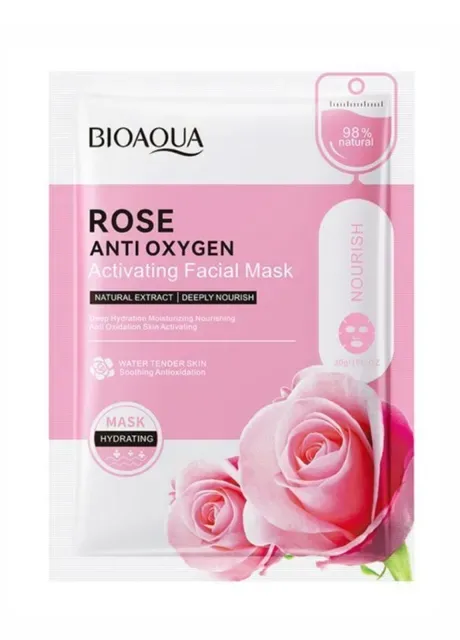 Тканинна маска для обличчя з екстрактом троянди Rose Anti Oxygen Mask, 30 г Bioaqua (379778646)