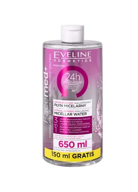 Міцелярна вода гіалуронова Facemed для вмивання 3 в 1 650 мл. 3975 Eveline Cosmetics (403250880)