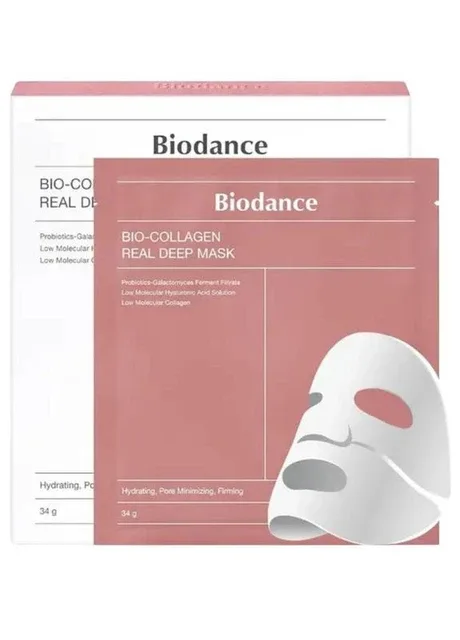 Нічна гідрогелева маска Bio-Collagen Real Deep Mask з низькомолекулярним колагеном 34 г х 4 шт Biodance (335057236)