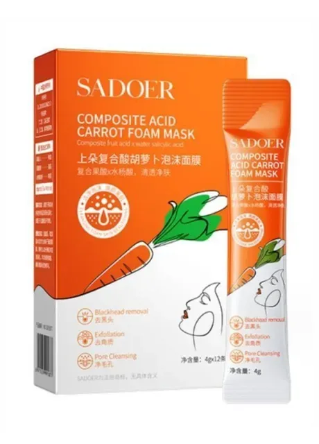Набір масок для очищення обличчя з екстрактом моркви Composite Acid Carrot Foam Mask, 12 шт по 4 мл SADOER (379778633)