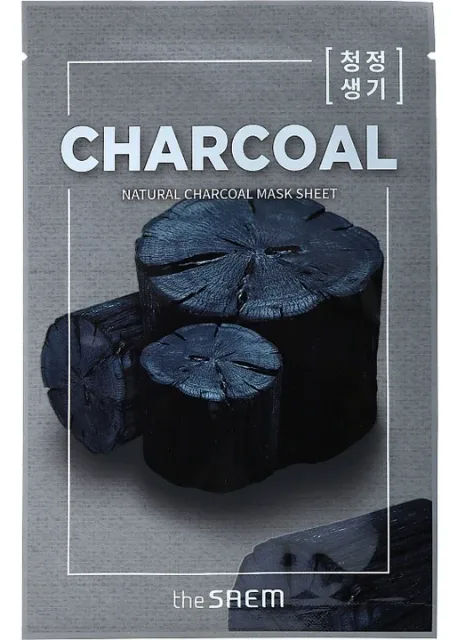 Тканинна маска Natural Charcoal Mask Sheet для глибокого очищення шкіри з вугіллям з дерева 21 мл The Saem (401278772)