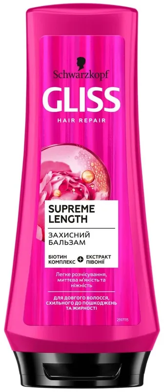 Захисний бальзам GLISS Supreme Length для довгого волосся, схильного до пошкоджень та жирності 200 мл