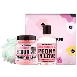 Подарунковий набір Mr.Scrubber "Peony In Love" (body/scr/300 g + sh/gel/275 ml + sh/sponge)