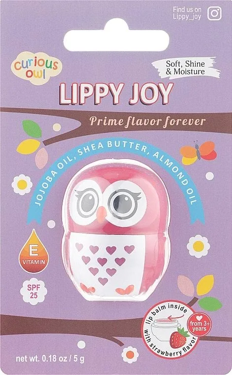 Дитячий бальзам для губ Ruby Rose Lippy Joy Curious Owl SPF 25 з ароматом полуниці 5 г