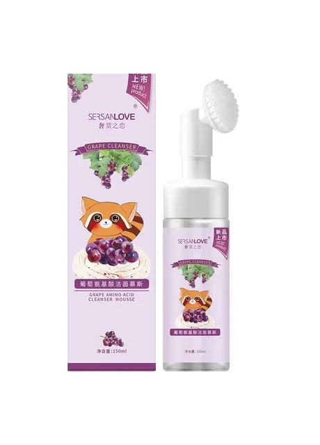 Пінка-мус зі щіточкою для вмивання з екстрактом винограду Grape Amino Acid Cleanser Mousse, 150 мл Sersanlove (317276032)