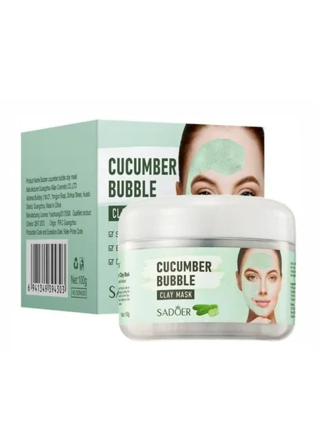 Глиняна маска для обличчя з екстрактом огірка Cucumber Bubble Clay Mask, 100 мл SADOER (377733777)