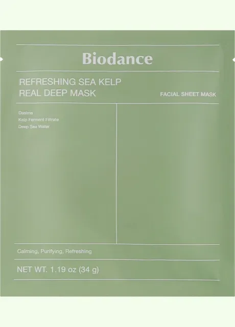 Заспокійлива гідрогелева маска з морською ламінарією 34 мл Refreshing Sea Kelp Real Deep Mask Biodance (331886591)