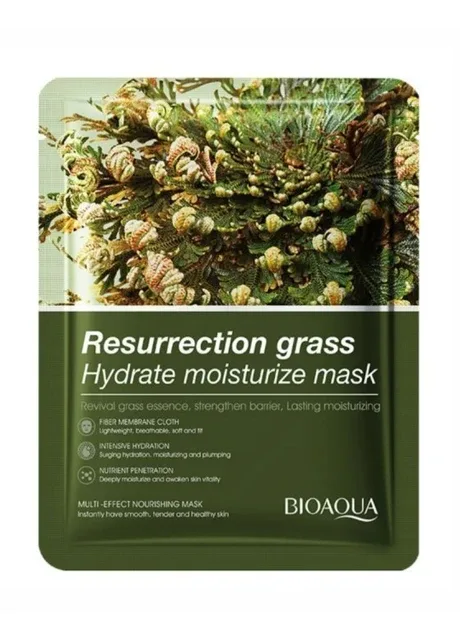 Тканинна маска для обличчя з екстрактом відновлюючої трави Resurrection Grass Multi Effect Nourishing, 25 г Bioaqua (379778654)