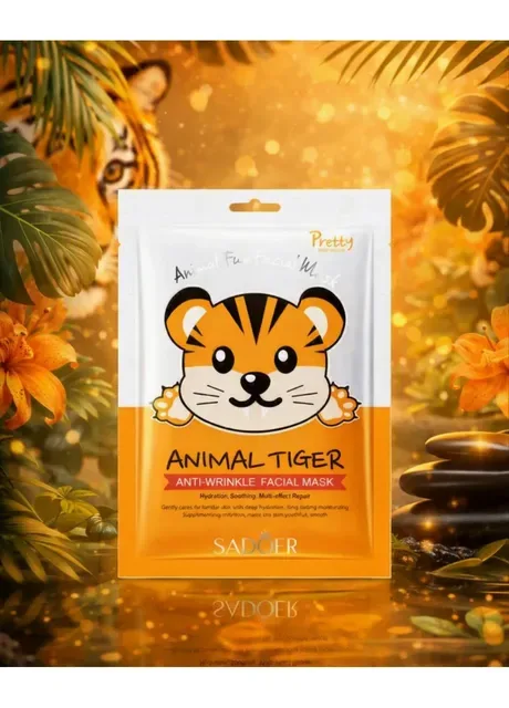 Маска для обличчя тканинна Animal Face Tiger проти зморщок 25 г SADOER (406311796)