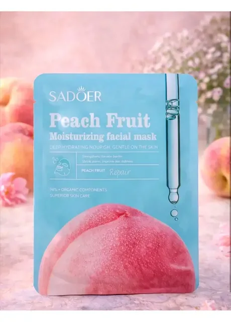 Зволожувальна тканина маска з персиком Peach Fruit — глибоке живлення та сяйво шкіри SADOER (407439257)