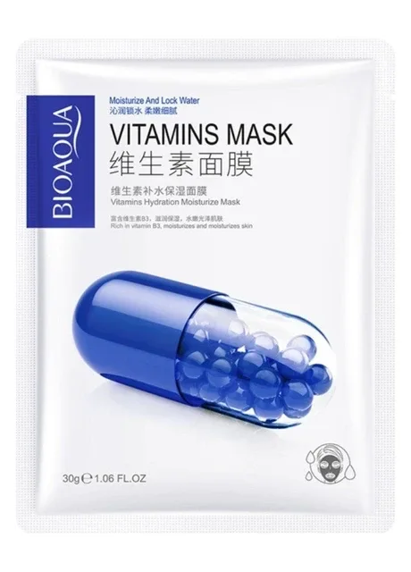Тканинна маска для обличчя Moisturize And Lock Water Vitamins Mask, 30 мл Bioaqua (276070458)