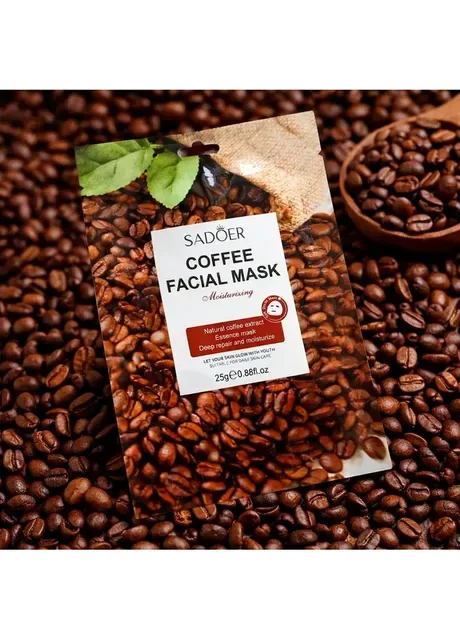 Оздоровлююча антиоксидантна маска для обличчя з кавою Coffee Moisturizing Face Sheet Mask, 25 g SADOER (404847460)
