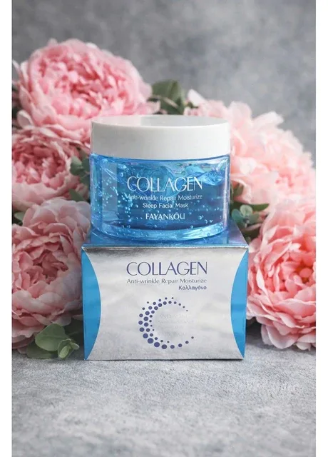 Антивікова зволожуюча нічна маска для обличчя Collagen Anti-Aging Sleep Facial Mask з колагеном 100 м FAYANKOU (392107158)