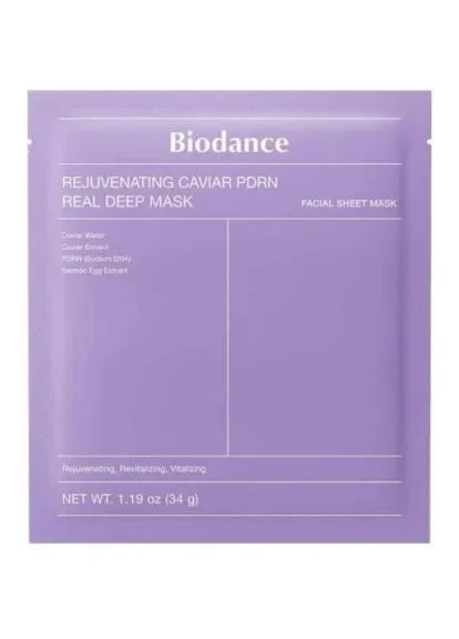 Омолоджуюча гідрогелева маска Rejuvenating Caviar PDRN Real Deep Mask з ікрою і PDRN, 1шт Biodance (383047842)