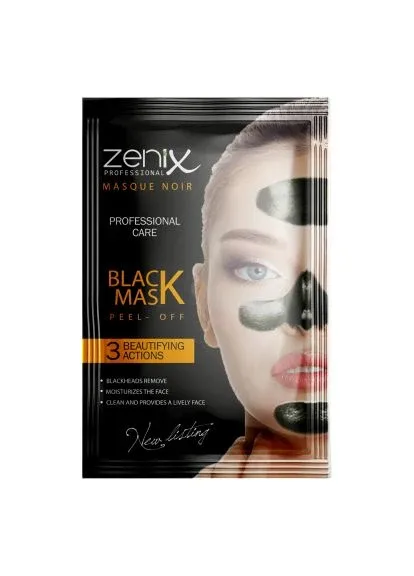 Чорна очищаюча маска-плівка для обличчя з вугіллям, 15 г Zenix (280930633)