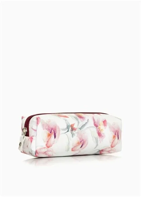 Жіноча косметичка з екошкіри Біла з принтом Flowers (289902177) Sambag (366036758)