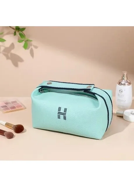 Стильна лаконічна текстильна косметичка у стилі Hermès унісекс блакитна No Brand (324796283)
