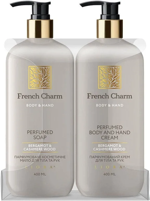 Набір Liora French Charm Bergamot & Cashmere Wood (Мило для тіла 400 мл + Крем для тіла 400 мл) 1 шт.