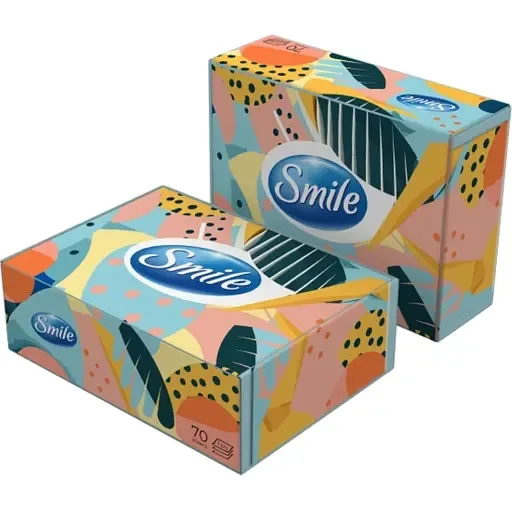 Серветки косметичні тришарові Smile білі 70 шт. в асортименті
