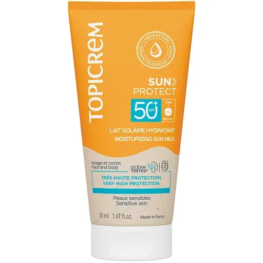 Сонцезахисне зволожувальне молочко для тіла та обличчя Topicrem Sun Protect SPF50+ 50 мл