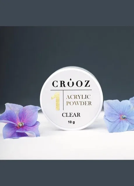 Акрилова пудра для нігтів Acrylic Powder Clear прозора 10 г Crooz (377167153)