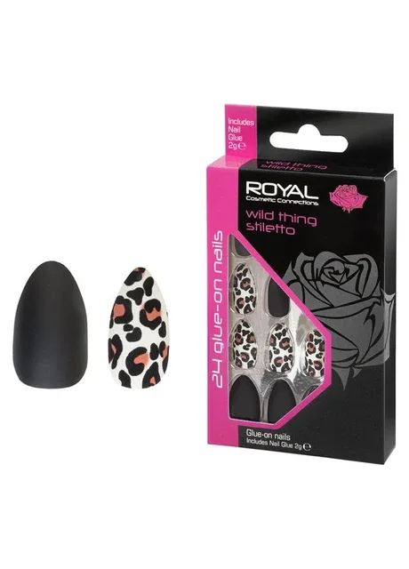 Накладні нігті в комплекті із клеєм Cosmetics 24 Glue-On Nail Tips "Wild Thing Stiletto" Royal (301417145)