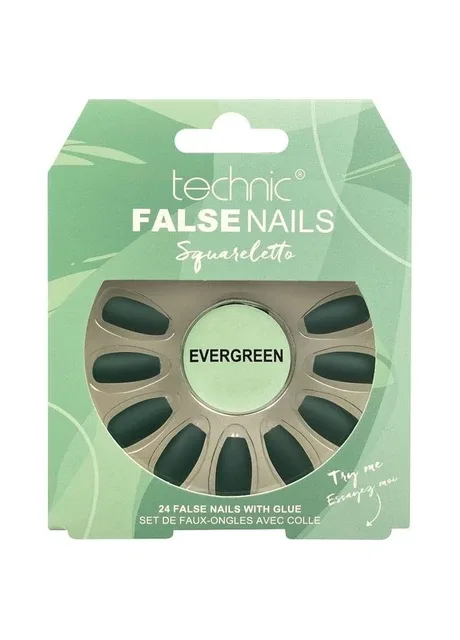 Накладні нігті із клеєм Cosmetics False Nails Squareletto "Evergreen" Technic (301417103)