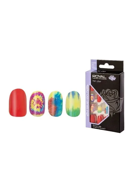 Накладні нігті в комплекті із клеєм Cosmetics 24 Glue-On Nail Tips "Tie Die" Royal (301417158)
