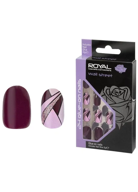 Накладні нігті з клеєм Cosmetics 24 Glue-On Nail Tips "Wall Street" Royal (301417166)