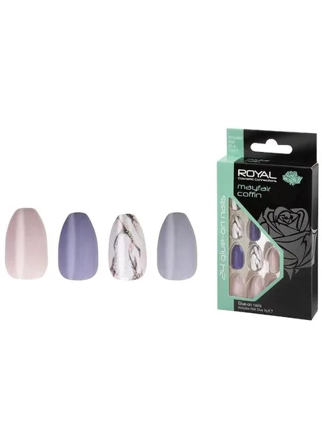 Накладні нігті в комплекті із клеєм Cosmetics 24 Glue-On Nail Tips "Mayfair Coffin Nail Tips" Royal (301417146)