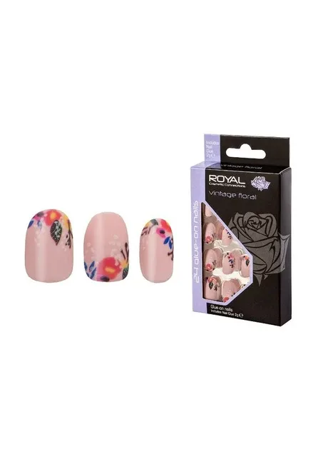Накладні нігті в комплекті із клеєм Cosmetics 24 Glue-On Nail Tips "Vintage Floral" Royal (301417150)